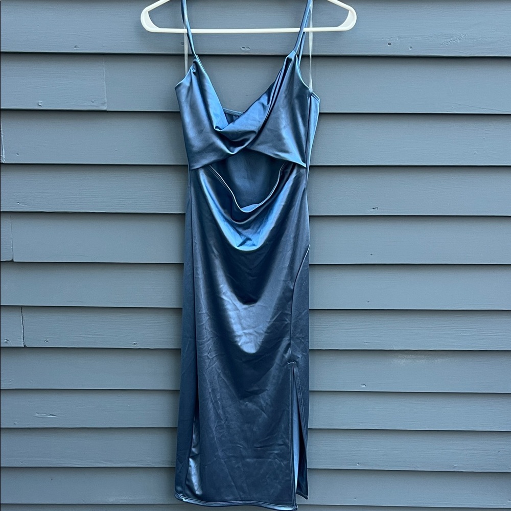 Elegant Blue Satin Dress